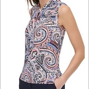 Tommy Hilfiger Paisley Knot Neck Knit Top